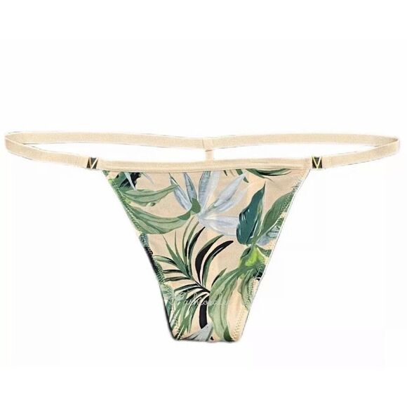 Victoria's Secret Very Sexy LOVE Smooth Satiny V string panty champagne palm - Picture 3 of 3